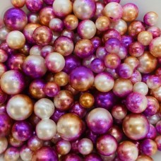 Жемчужины микс оранж-фиолетовые для украшения слаймов  (20 грамм)